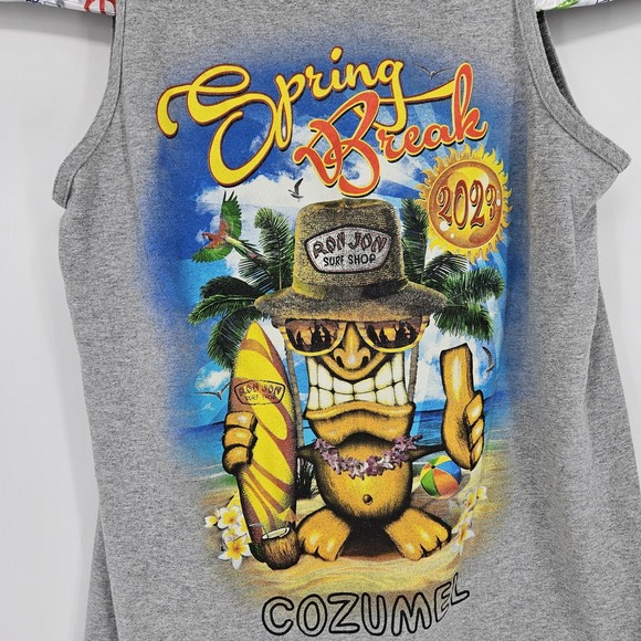 Ron Jon Surf Shop Tank Top Mens Medium Cozumel‎ Parrot Tiki Graphic Spring Break - Picture 4 of 10